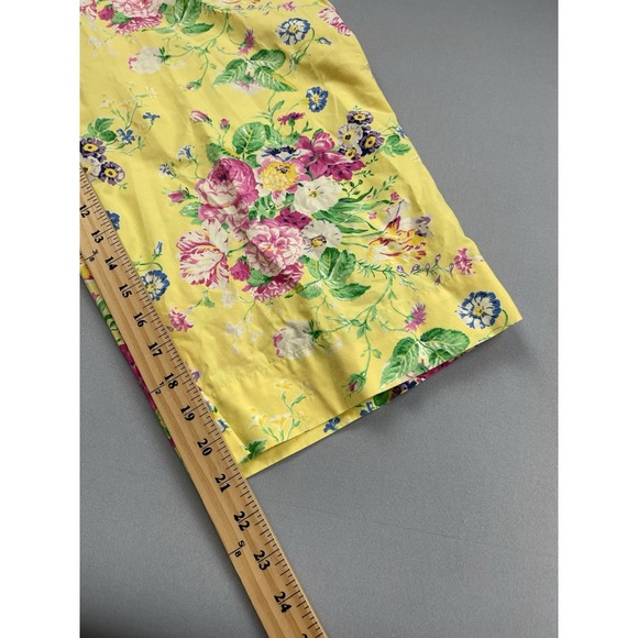 LRL Ralph Lauren Women Pants 14 Yellow Floral Spring Preppy Wide Leg Cropped - Picture 6 of 8